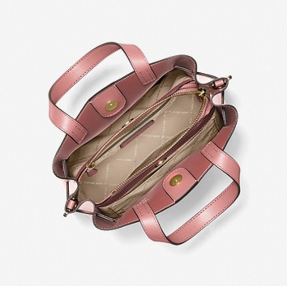 Michael Kors Emilia Small Pebbled Leather Satchel Rose Color NWT - Picture 3 of 7